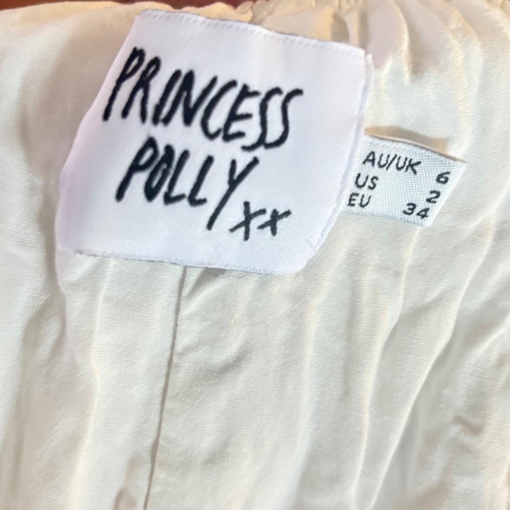 PRINCESS POLLY White Blue Floral Puff Sleeve Open Back Mini Dress Women's Sz XS - Picture 10 of 10